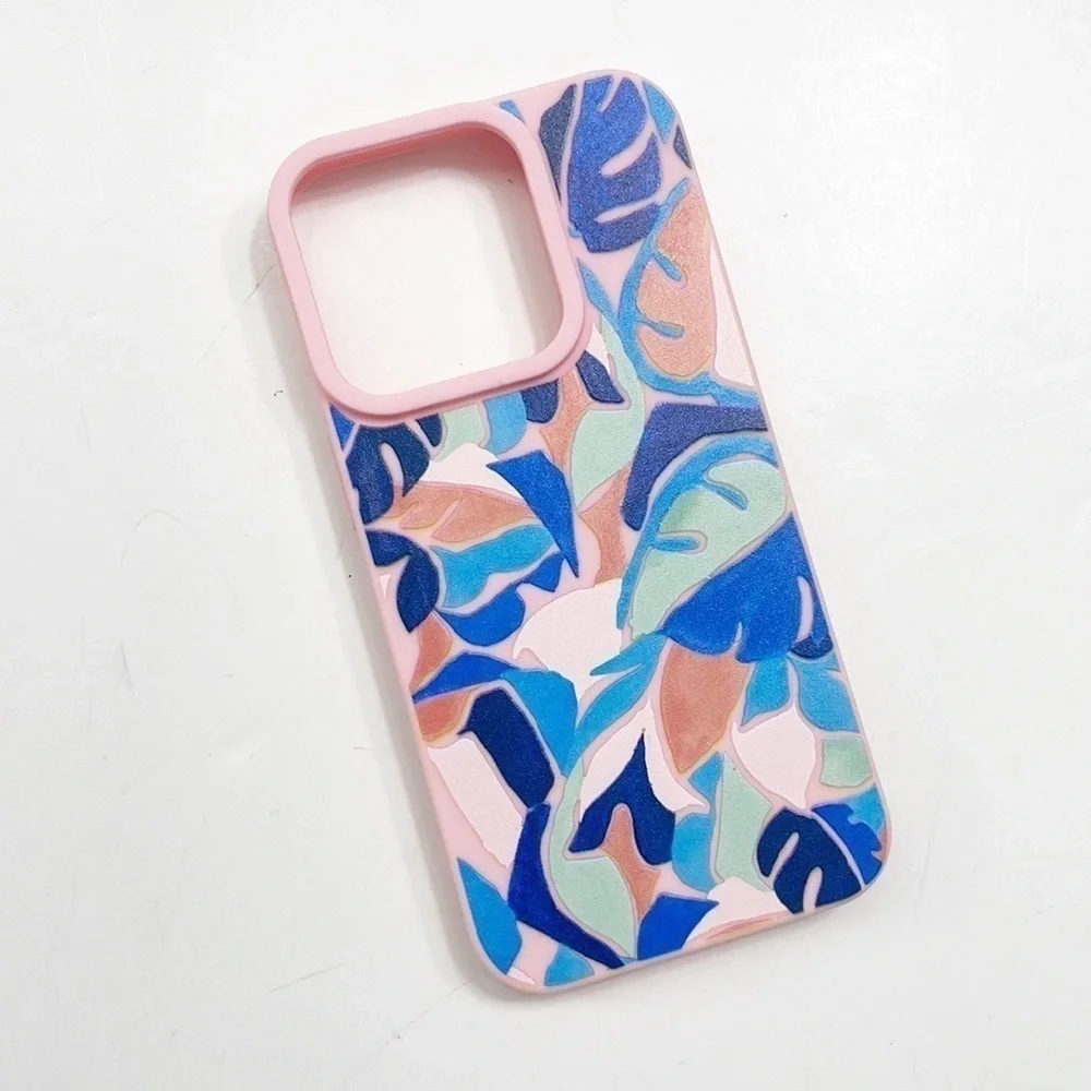 Tropical print transparent protective phone case
